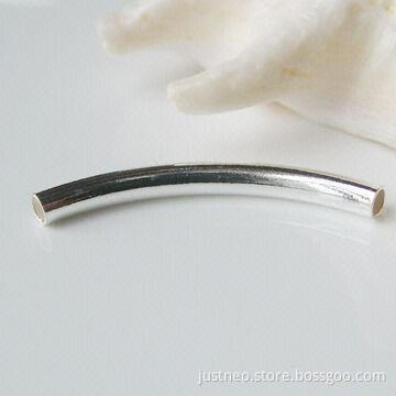 Solid 925 sterling silver curved round tube